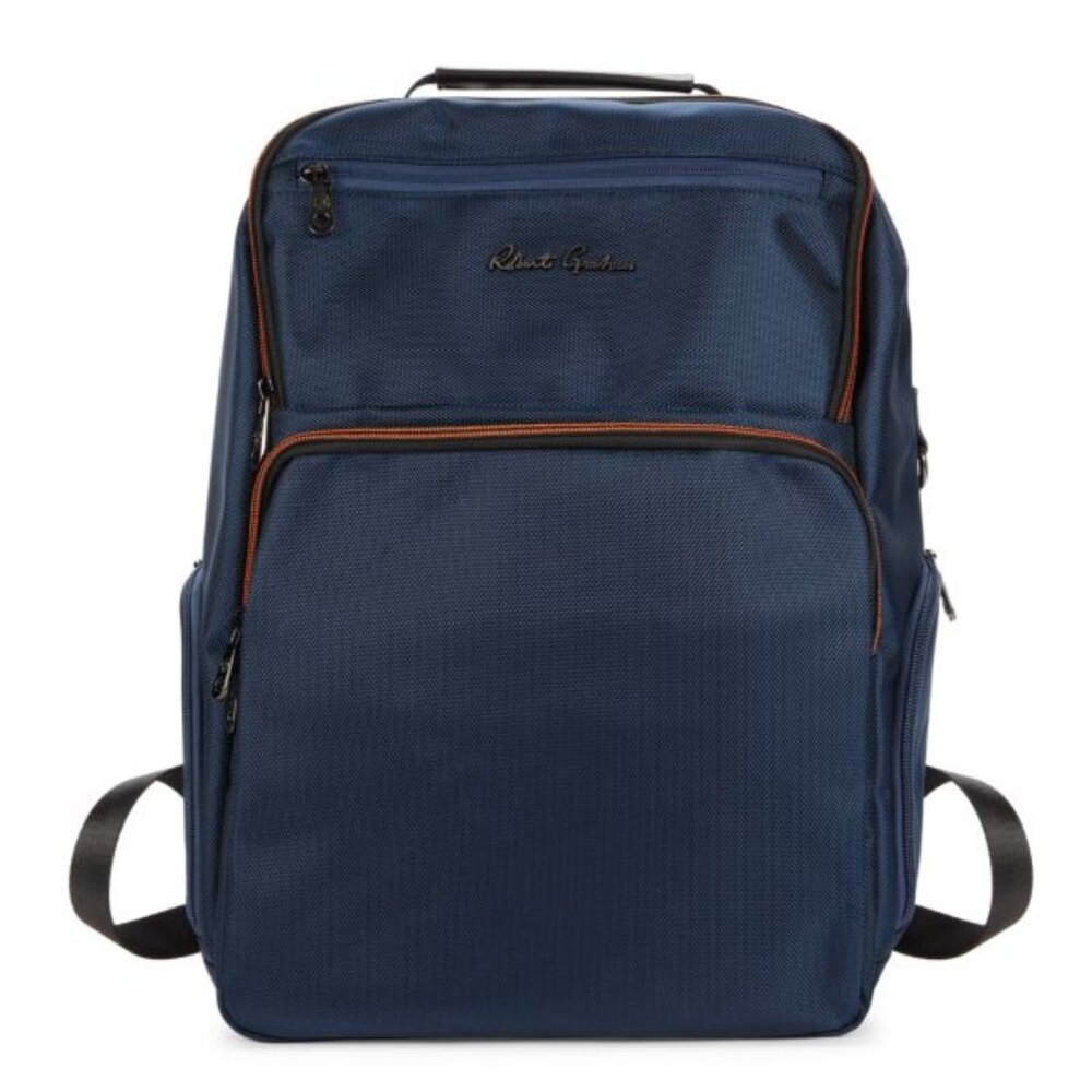 Robert Graham Cache Logo Bag Recycled Polyester Backpack Navy - New